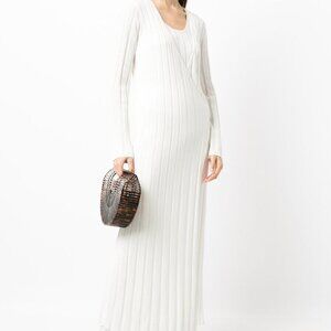 SIR THE LABEL Long-Sleeve Ribbed-Knit Dress in White